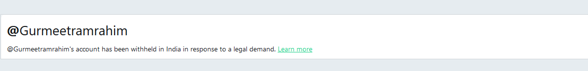 Ram Rahim banned twitter account