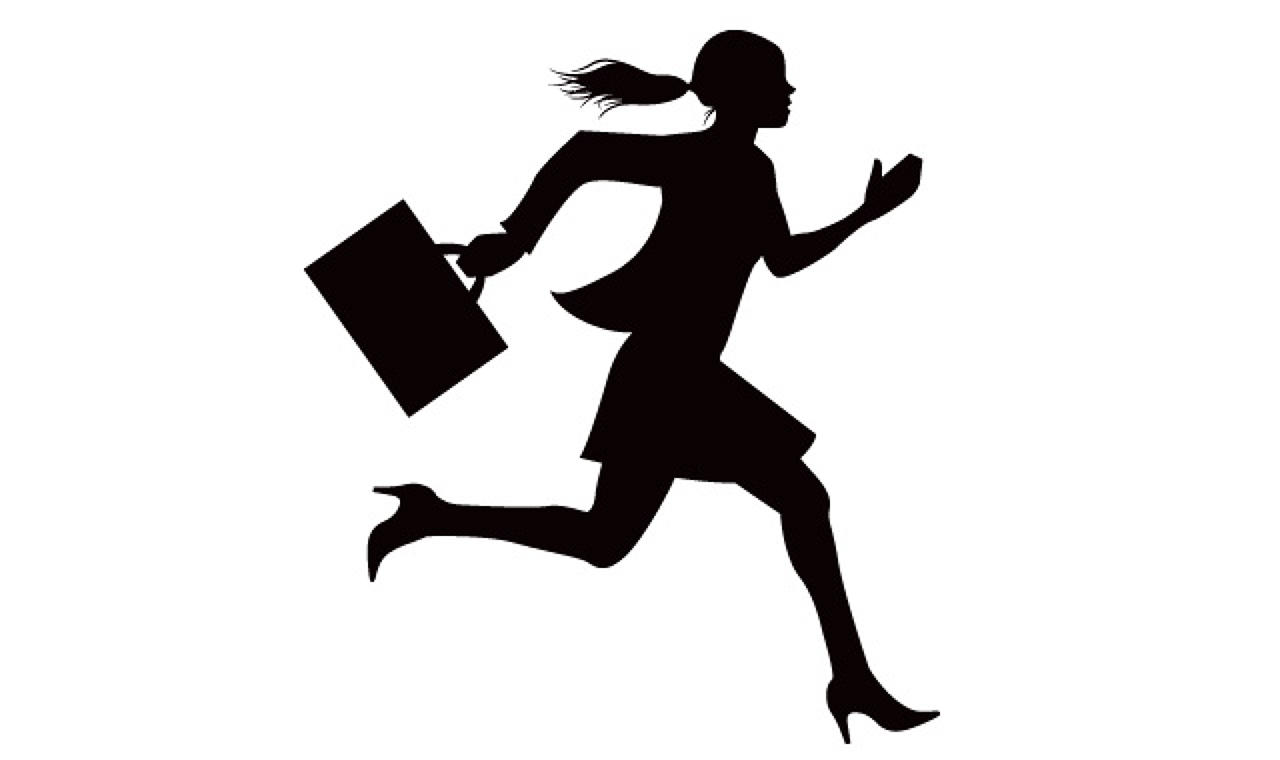 woman running with briefcase