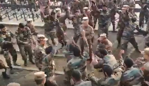 Indian and Chinese troops dance
