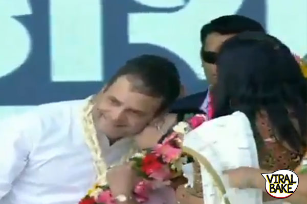 Woman kisses Rahul Gandhi