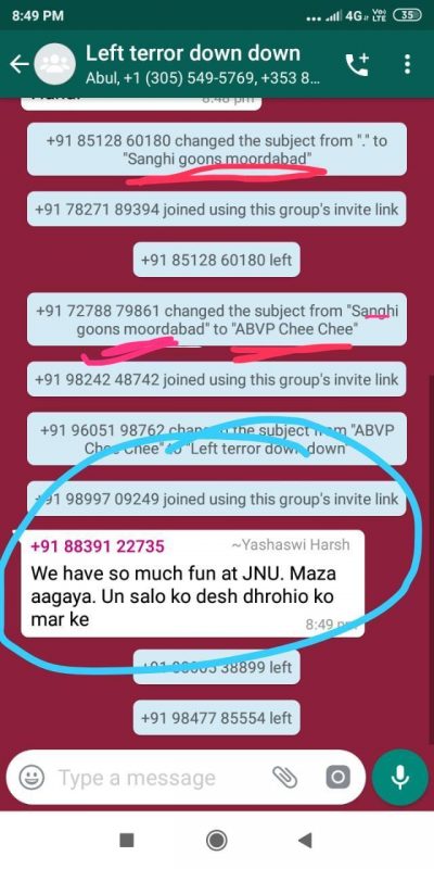 WhatsApp chat JNU