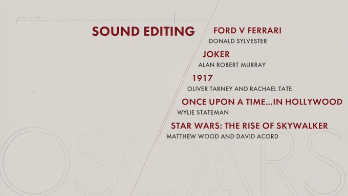 Sound Editing Nominees 