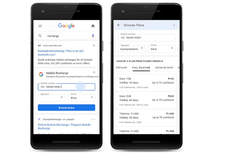 Recharge Your Phone Directly From Google Search