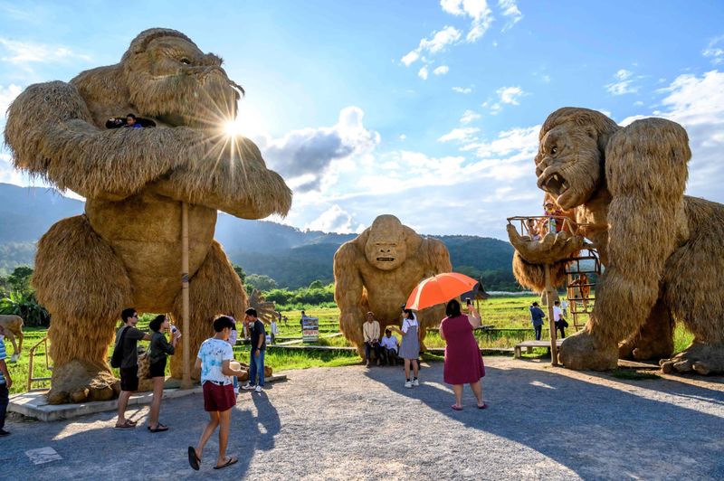 Thailand rice straw sculptures