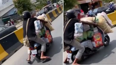 ‘My 32GB phone carrying 31.9 GB data’Man rides overloaded scooter, Telangana Police share advice