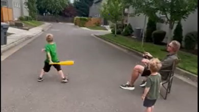 Viral Video Dad Catching Ball With Fishing Rod