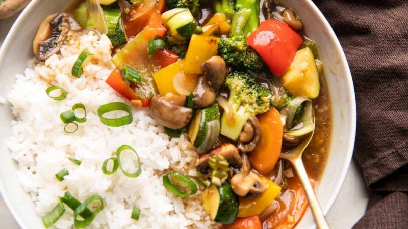 Rice and stir fry vegetables